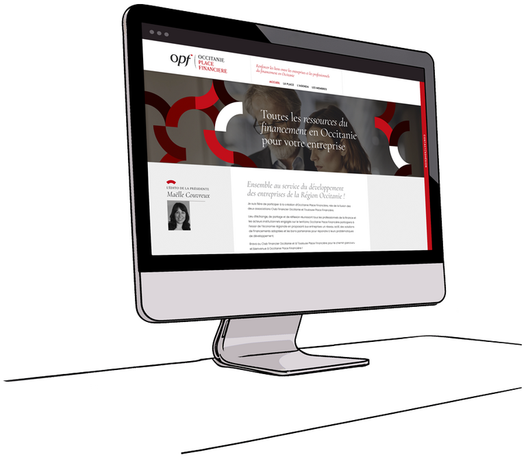 Écran d’ordinateur affichant site Occitanie Place Financière