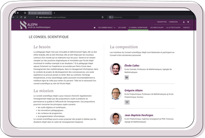 Page du conseil scientifique sur tablette