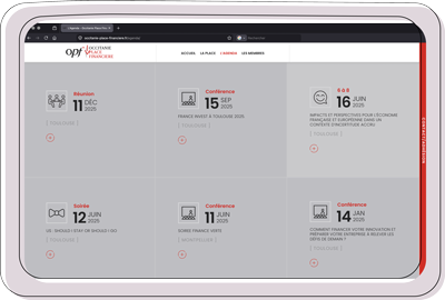 Agenda d’événements sur tablette, vue calendrier