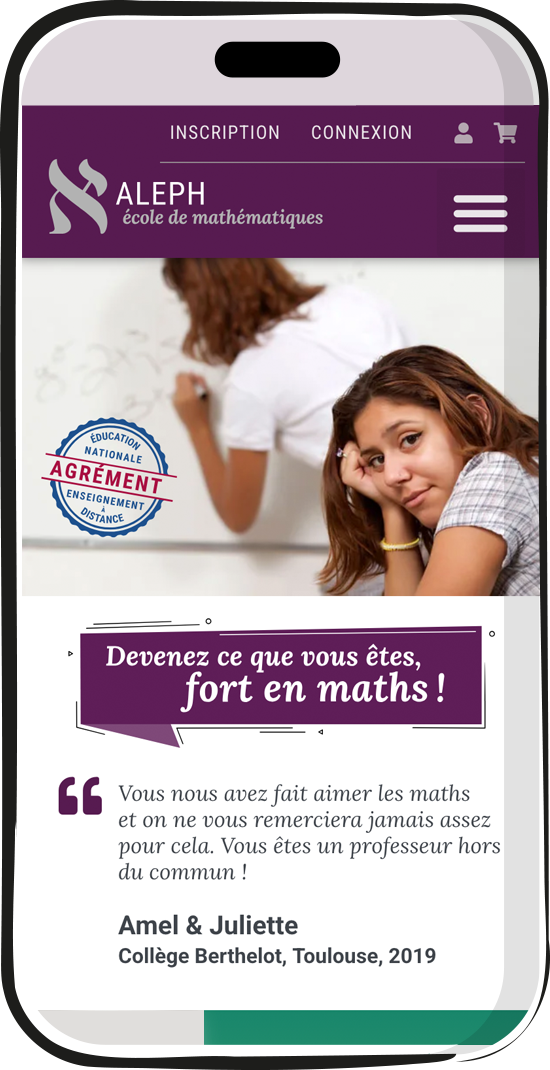 Site ALEPH école de mathématiques sur smartphone