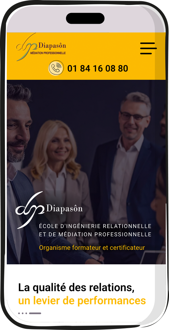 Site Diapasôn Médiation Professionnelle sur smartphone