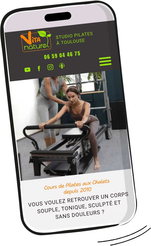 Smartphone affichant studio de Pilates à Toulouse
