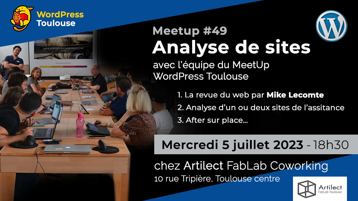 Analyse de site – MeetUp WordPress Toulouse : 07/2023